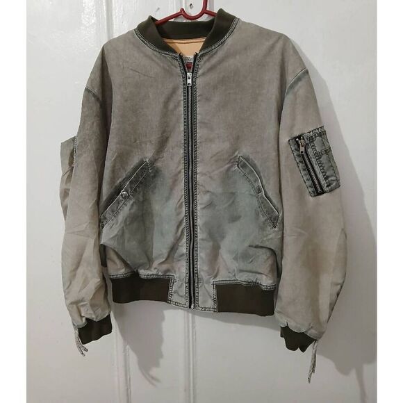 Zara collection womens medium gray graphic printed art wear bomber jacket - Picture 5 of 8